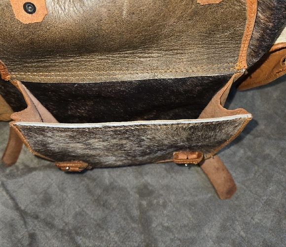 Rustic Leather and Fur Backpack - Picture 10 of 10